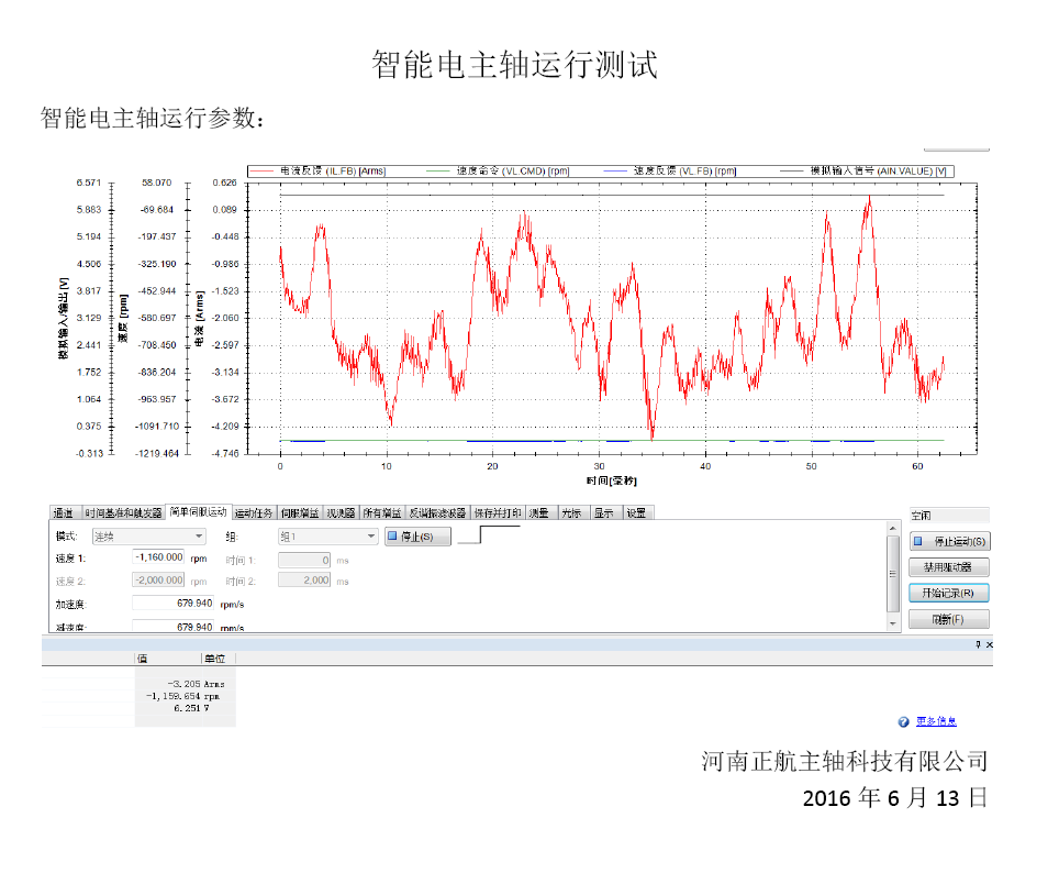 正航-智能电主轴运行测试